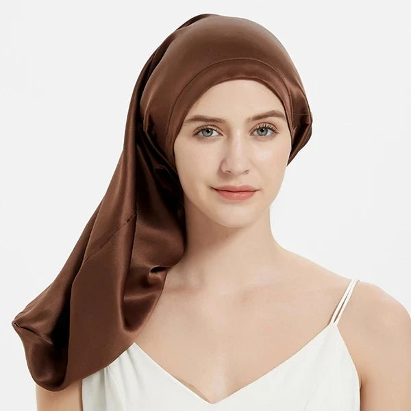 Bonnet 100% soie pour cheveux long
