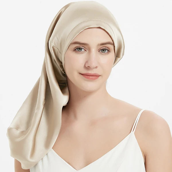 Bonnet 100% soie pour cheveux long