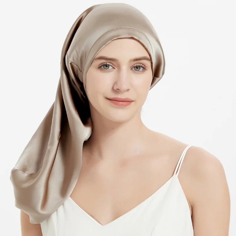 Bonnet 100% soie pour cheveux long