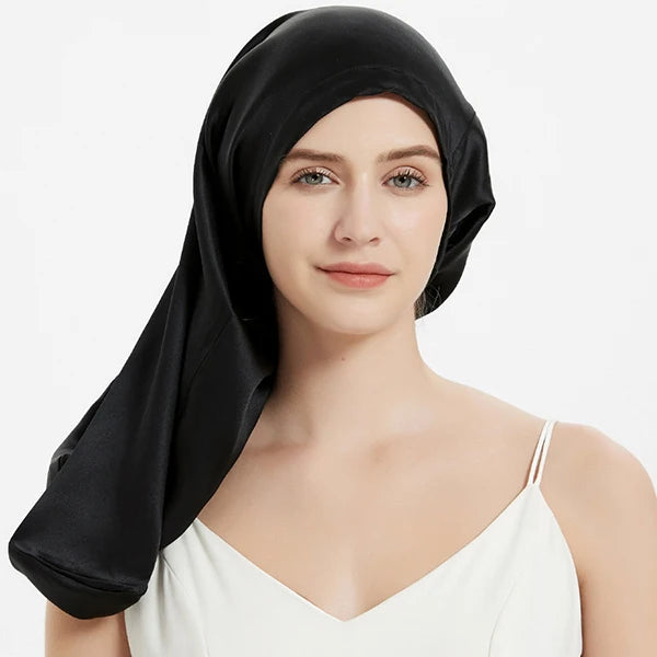 Bonnet 100% soie pour cheveux long