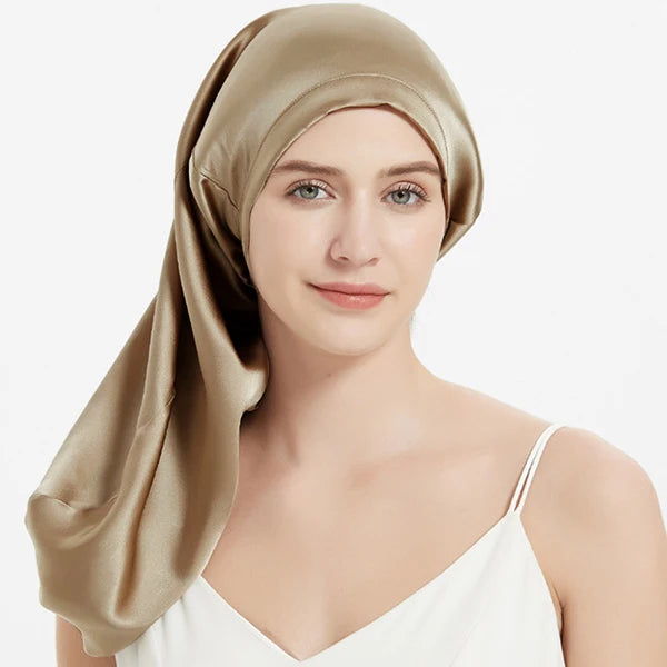 Bonnet 100% soie pour cheveux long
