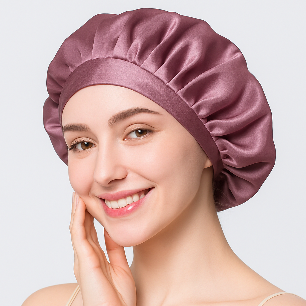 bonnet double soie de murier mauve