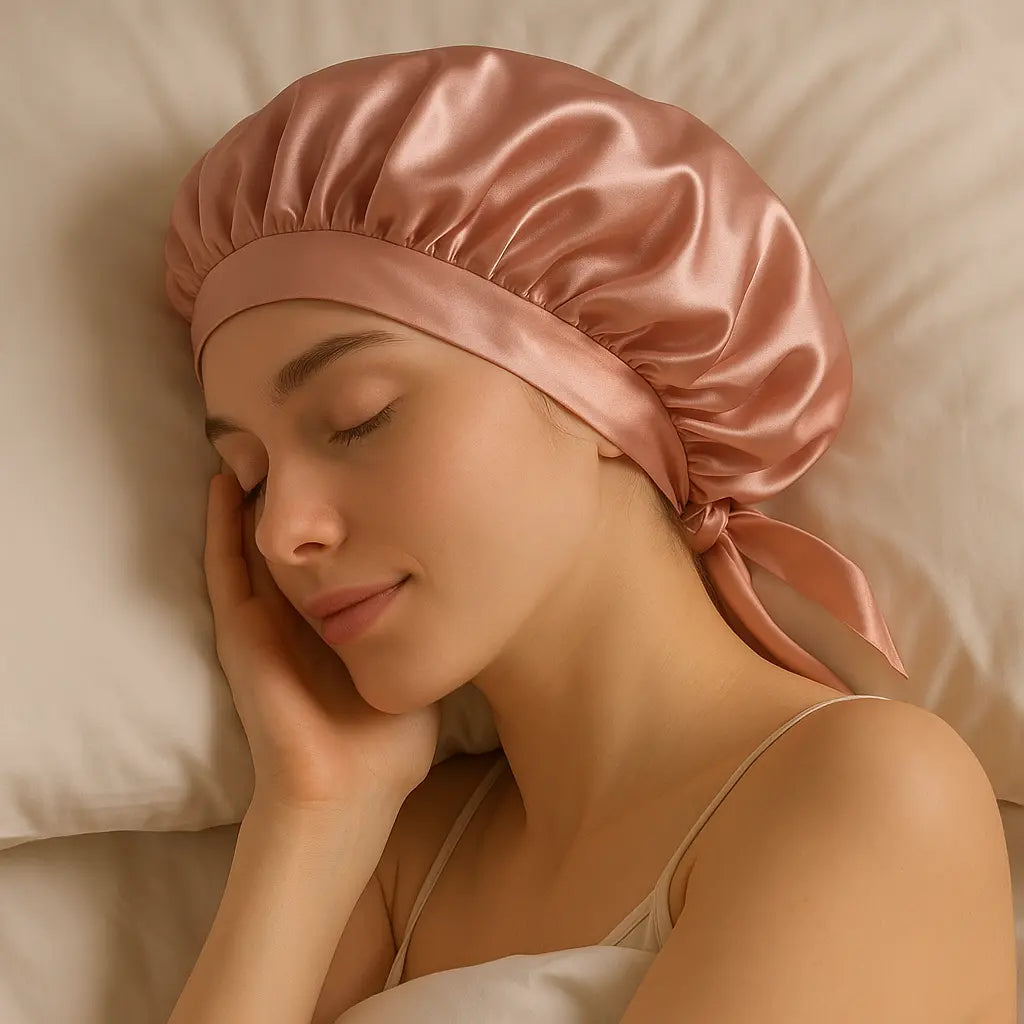 Les bienfaits de dormir avec un bonnet en soie - Secret de Soie