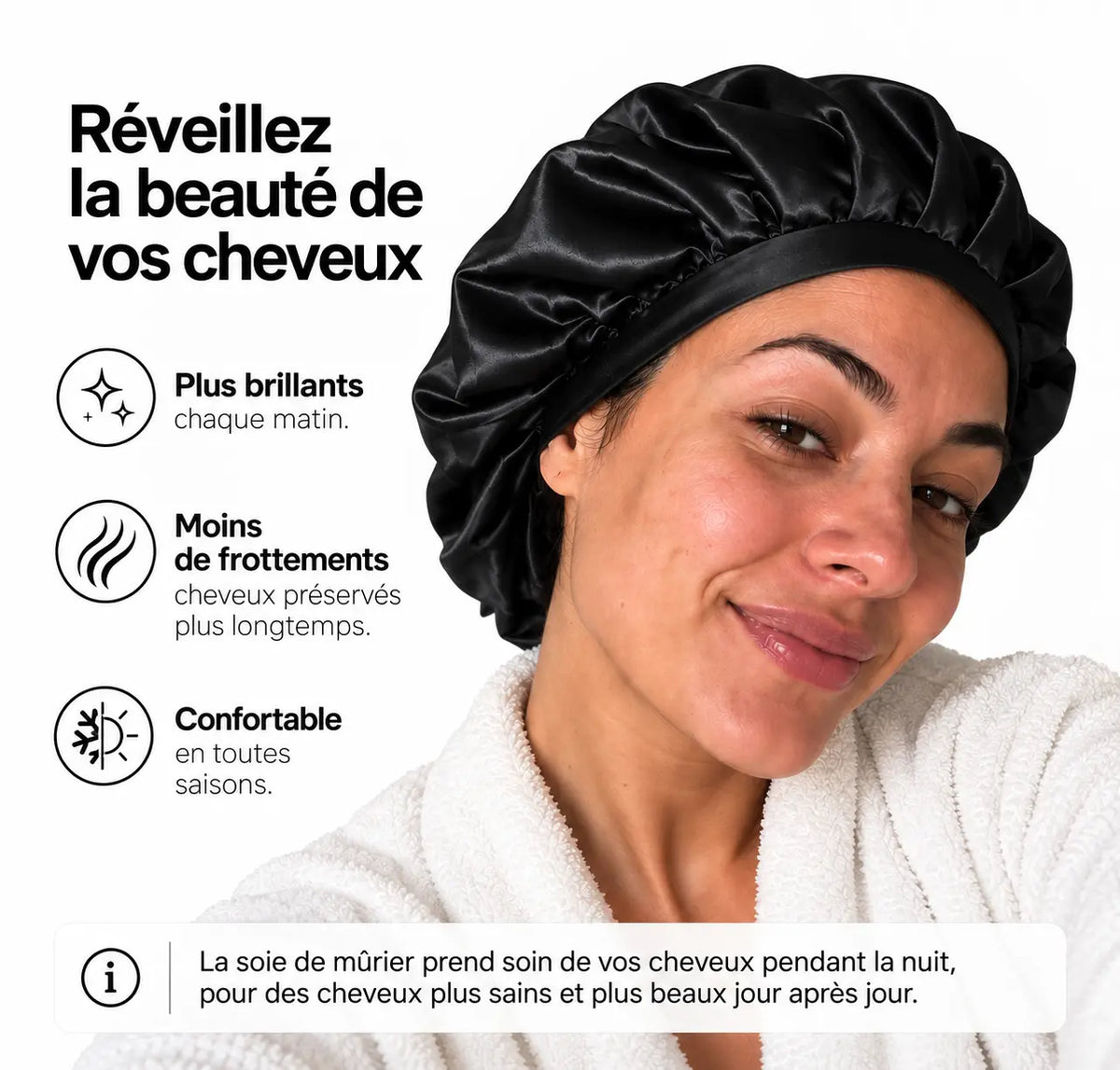 Bonnet Cheveux Soie de Murier Secret de Soie