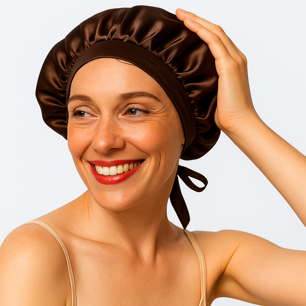 bonnet en soie de murier marron